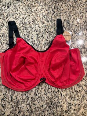 NWT Elomi Energise Sports Bra 38L Red Underwire High Impact